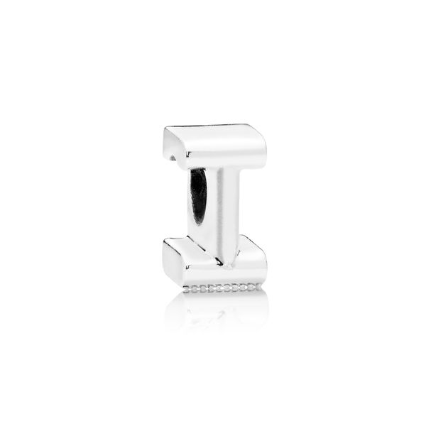 Letter I charm in sterling silver with heart pattern Harmony Jewellers Grimsby, ON