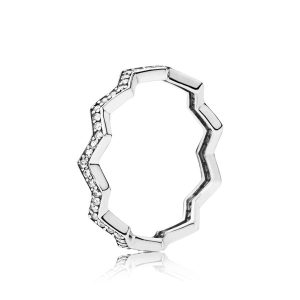 Zigzag ring in sterling silver with 80 micro bead-set clear CZ Harmony Jewellers Grimsby, ON
