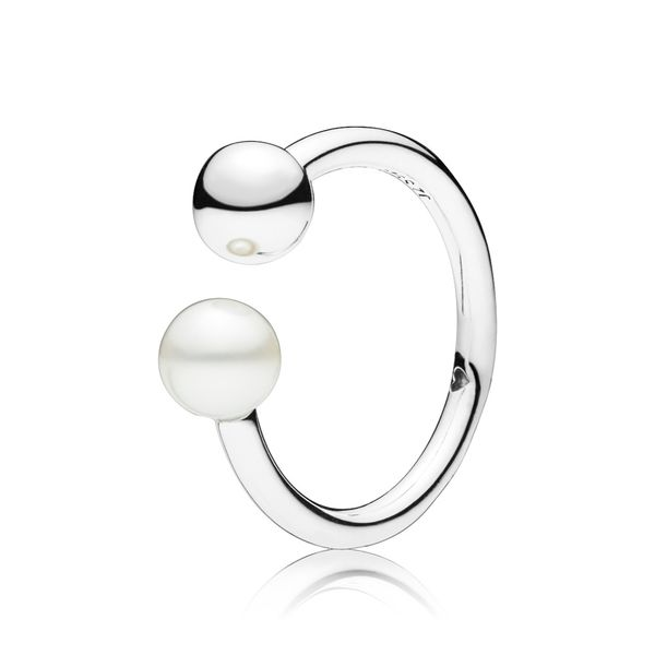 Open ring in sterling silver with 1 peg-set white freshwater cultured pearl Harmony Jewellers Grimsby, ON