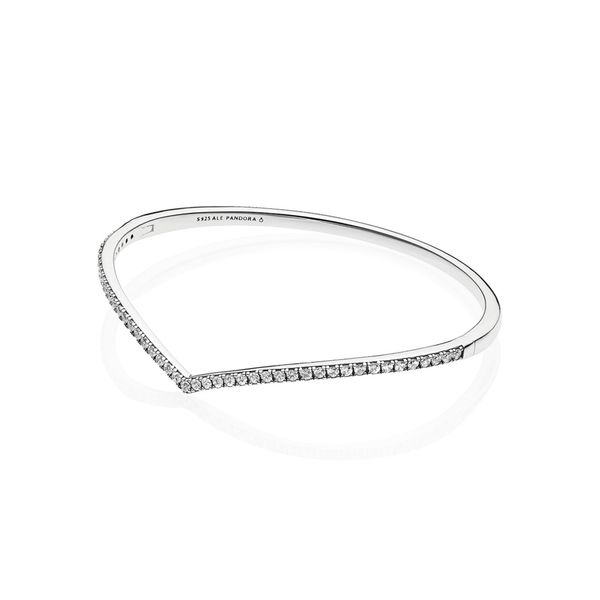 Wishbone silver bangle with clear CZ Harmony Jewellers Grimsby, ON