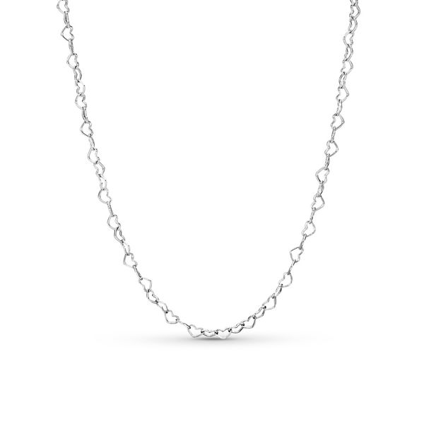 Joined hearts necklace in sterling silver, 60 cm and adjustable to 55 cm and 50 cm Harmony Jewellers Grimsby, ON