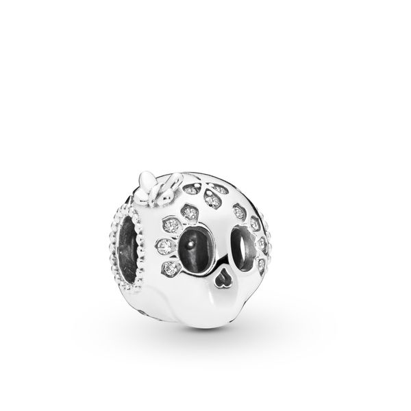 Skull charm in sterling silver with 21 flush-set clear CZ Harmony Jewellers Grimsby, ON
