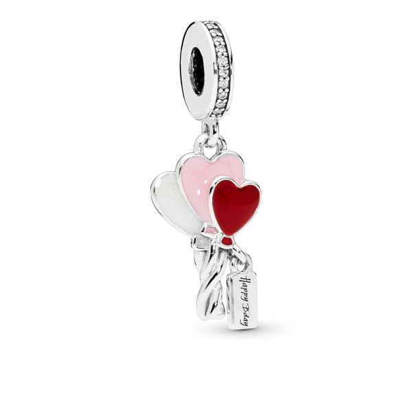 Balloons silver dangle with clear CZ, shimmering silver, pink and red enamel Harmony Jewellers Grimsby, ON