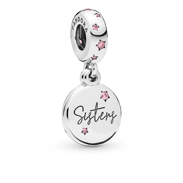 Sisters silver dangle with fancy fuchsia pink CZ Harmony Jewellers Grimsby, ON