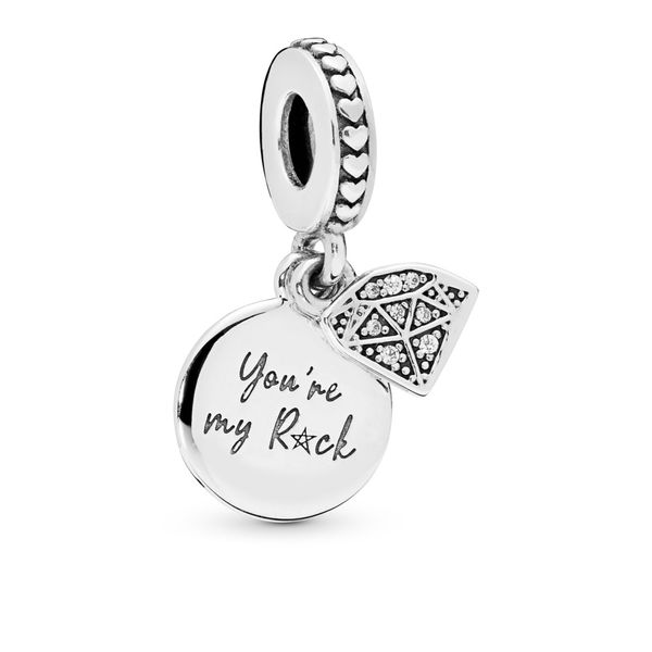 Youre my rock silver dangle with clear CZ Harmony Jewellers Grimsby, ON