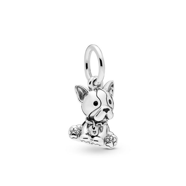 French bulldog silver dangle with black enamel Harmony Jewellers Grimsby, ON