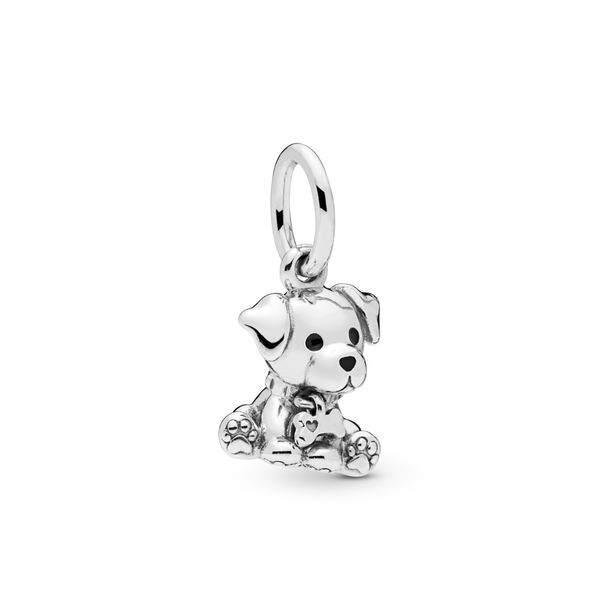 Labrador dog silver dangle with black enamel Harmony Jewellers Grimsby, ON