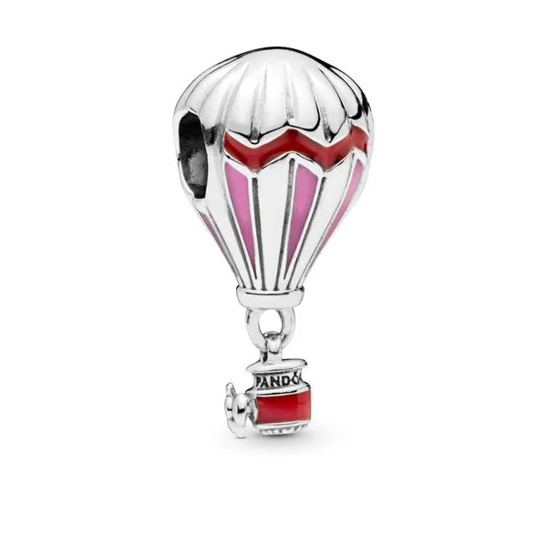 Air balloon silver charm with pink and red enamel Harmony Jewellers Grimsby, ON