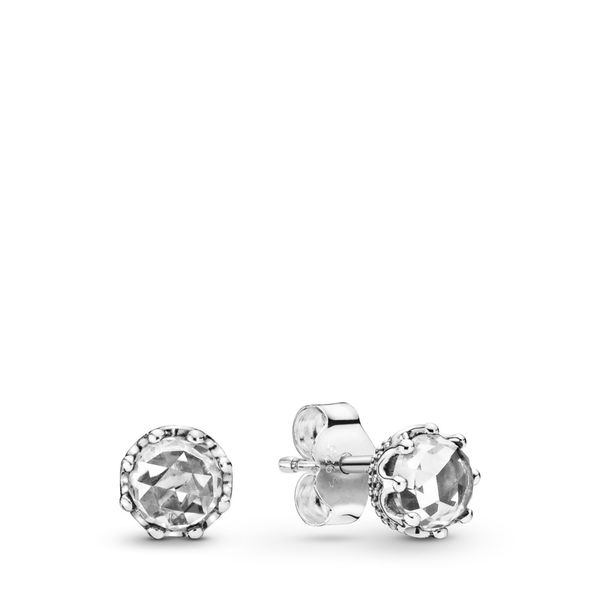 Crown sterling silver stud earrings with clear cubic zirconia Harmony Jewellers Grimsby, ON