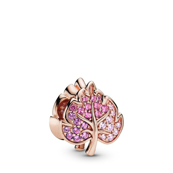 Leaf Rose charm with pink mist, cerise and royal purple crystal Harmony Jewellers Grimsby, ON