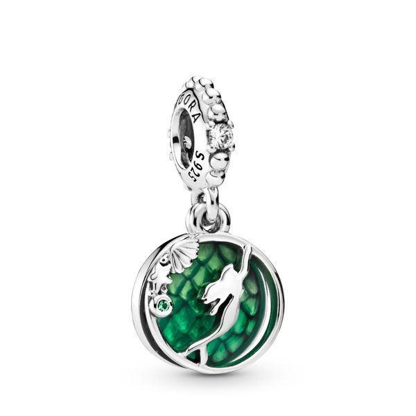 Disney Ariel sterling silver dangle with clear CZ, royal green crystal and green enamel Harmony Jewellers Grimsby, ON