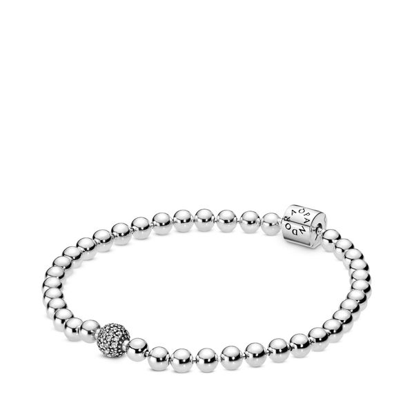 Beaded sterling silver bracelet with clear CZ Harmony Jewellers Grimsby, ON