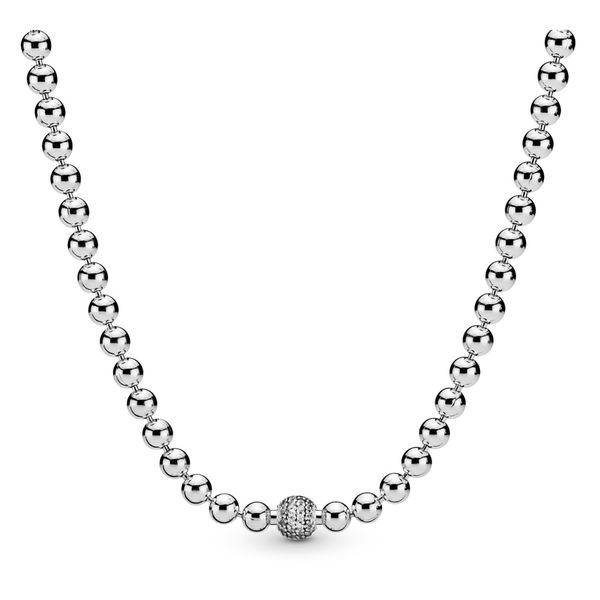 Beaded sterling silver necklace with clear CZ Harmony Jewellers Grimsby, ON
