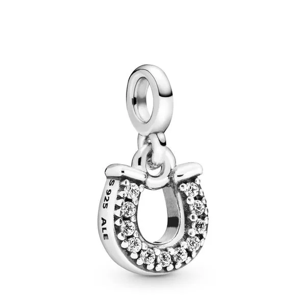 Horseshoe sterling silver dangle charm with clear CZ Harmony Jewellers Grimsby, ON