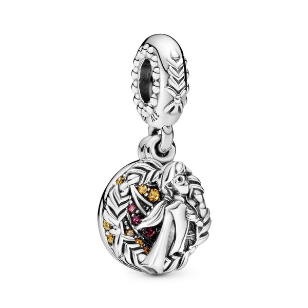 Disney Anna sterling silver dangle with honey, orange and red CZ and royal purple crystal Harmony Jewellers Grimsby, ON