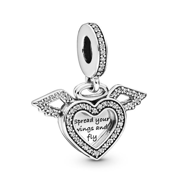 Heart and wings sterling silver dangle with clear CZ Harmony Jewellers Grimsby, ON