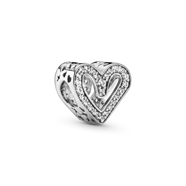 Heart sterling silver charm with clear CZ Harmony Jewellers Grimsby, ON