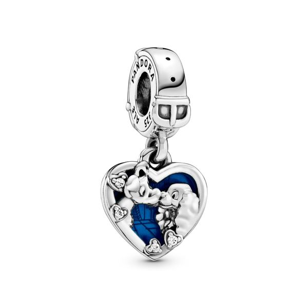 Disney Lady and the Tramp sterling silver dangle with clear CZ and shimmering blue enamel Harmony Jewellers Grimsby, ON