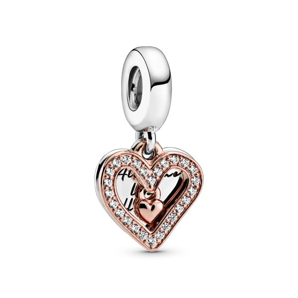 Heart Pandora Rose and sterling silver dangle with clear cubic zirconia Harmony Jewellers Grimsby, ON