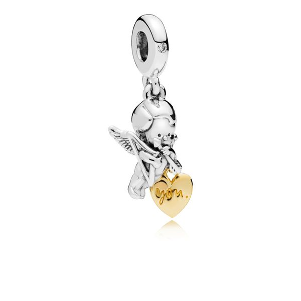 Cupid and heart PANDORA Shine and silver dangle with clear CZ Harmony Jewellers Grimsby, ON