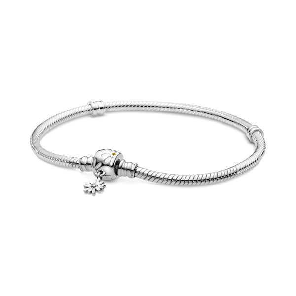 Snake chain sterling silver bracelet and daisy clasp Harmony Jewellers Grimsby, ON