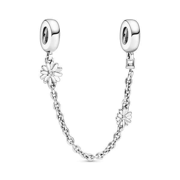 Daisy sterling silver safety chain with clear cubic zirconia Harmony Jewellers Grimsby, ON