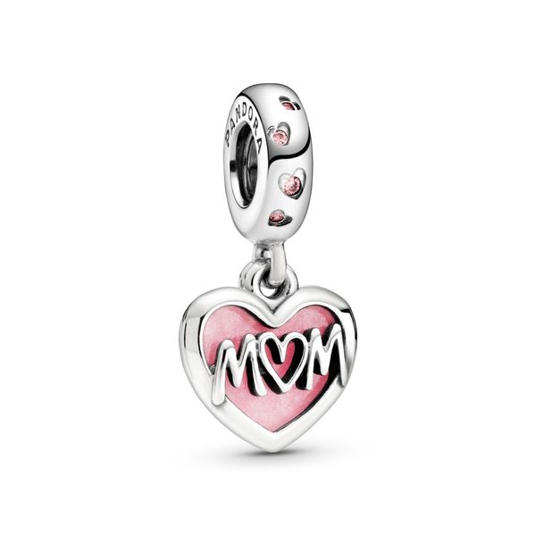 Mum sterling silver dangle with fancy fairy tale pink CZ and shaded pink enamel Harmony Jewellers Grimsby, ON