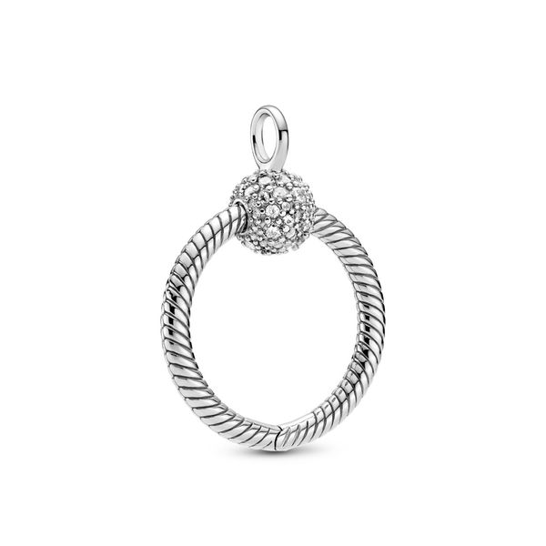 Small sterling silver Pandora O pendant with clear CZ Harmony Jewellers Grimsby, ON