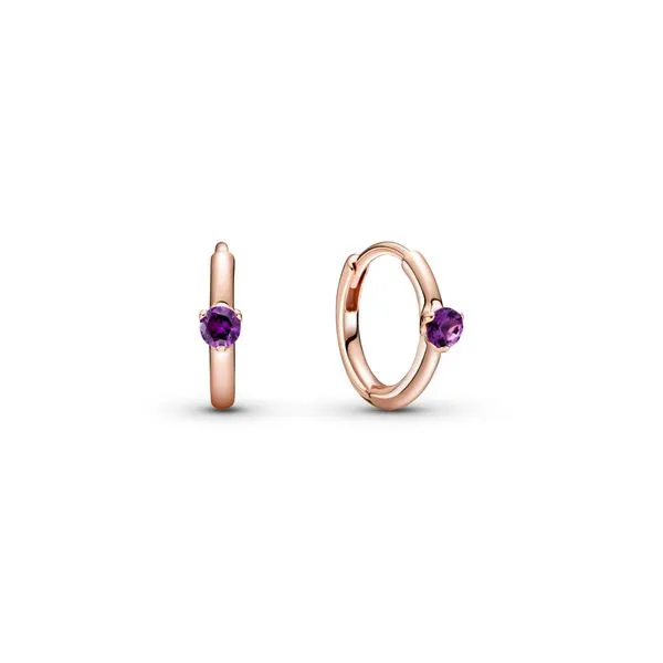 Rose hoop earrings with royal purple Harmony Jewellers Grimsby, ON