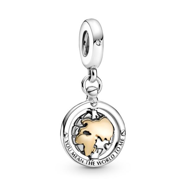 Spinning world dangle sterling silver and 14k gold Harmony Jewellers Grimsby, ON