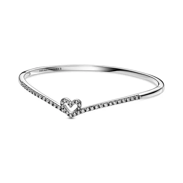 Heart and wishbone sterling silver bangle Harmony Jewellers Grimsby, ON