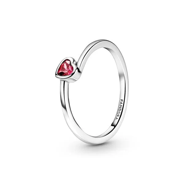 Heart sterling silver ring with red cubic zirconia Harmony Jewellers Grimsby, ON