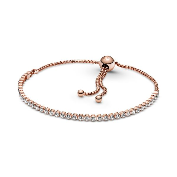 Tennis bracelet in Rose with 33 claw-set clear CZ and sliding clasp Harmony Jewellers Grimsby, ON