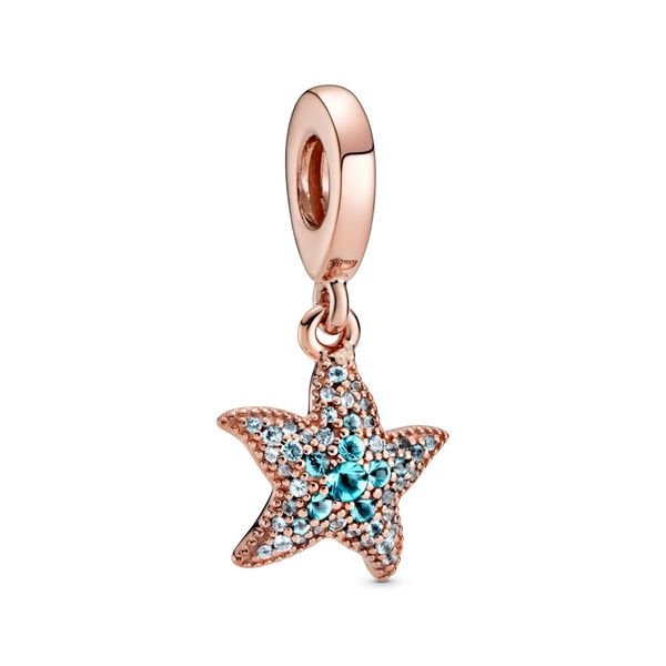 Starfish Rose dangle with icy blue and ice green crystal Harmony Jewellers Grimsby, ON