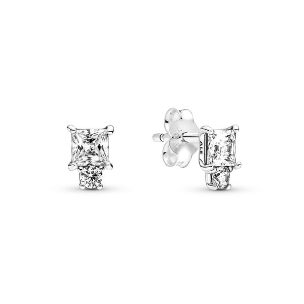 Sterling silver stud earrings with clear cubic zirconia Harmony Jewellers Grimsby, ON