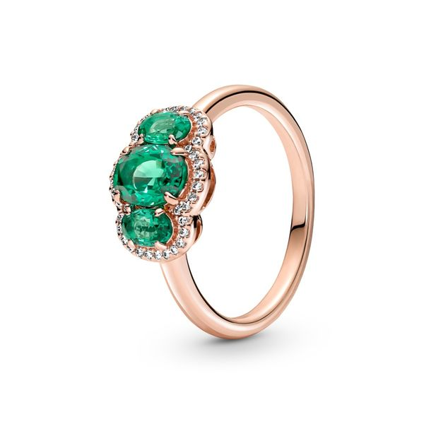 14k Rose gold-plated ring with green crystal Harmony Jewellers Grimsby, ON