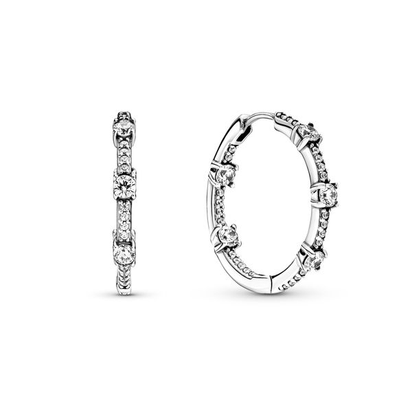 Sterling silver hoop earrings with clear cubic zirconia Harmony Jewellers Grimsby, ON