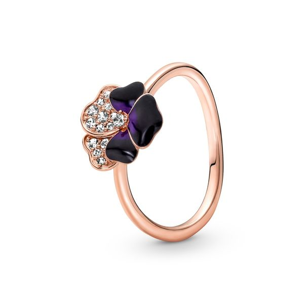 Pansy 14k rose gold-plated ring with clear CZ Harmony Jewellers Grimsby, ON