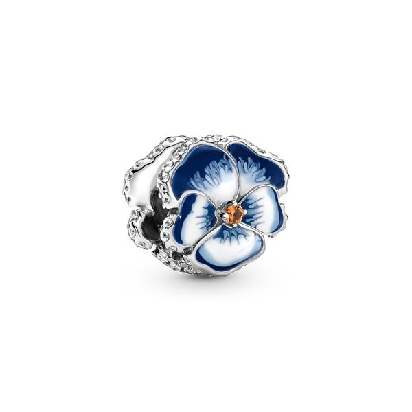 Pansy sterling silver charm with clear cubic zirconia Harmony Jewellers Grimsby, ON