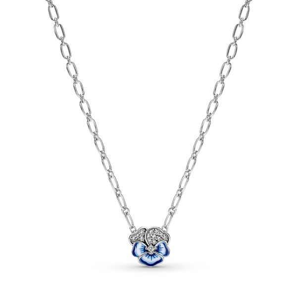 Pansy sterling silver necklace with clear CZ Harmony Jewellers Grimsby, ON