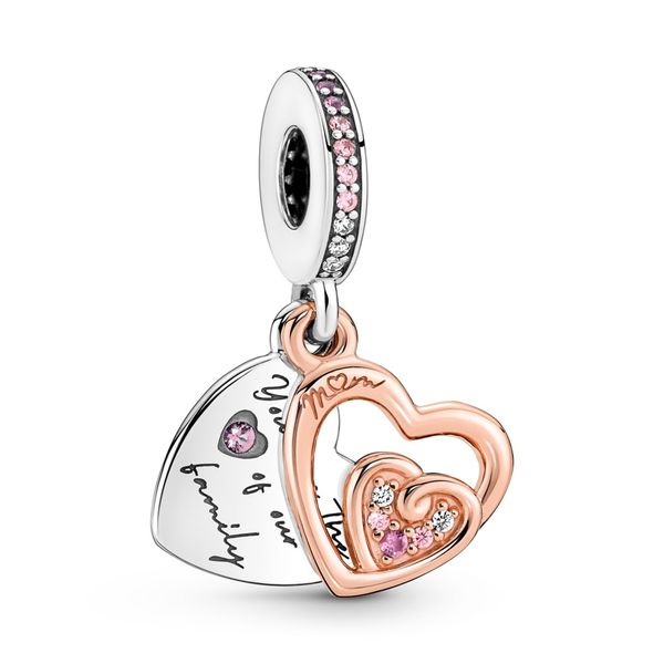 Double heart sterling silver and 14k rose gold Harmony Jewellers Grimsby, ON