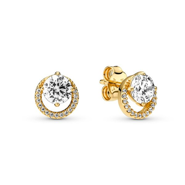 14k Gold-plated stud earrings with clear cubic zirconia Harmony Jewellers Grimsby, ON