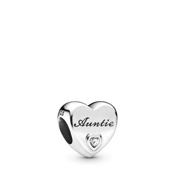 Auntie heart sterling silver charm with clear cubic zirconia Harmony Jewellers Grimsby, ON