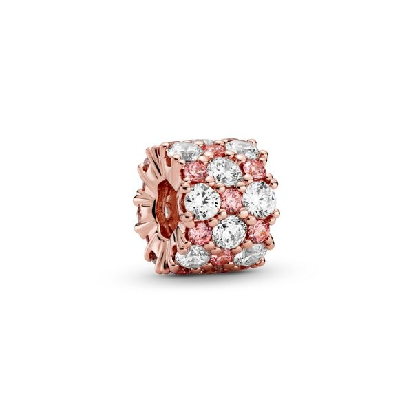 Pandora Rose charm with clear and fancy fairy tale pink cubic zirconia Harmony Jewellers Grimsby, ON