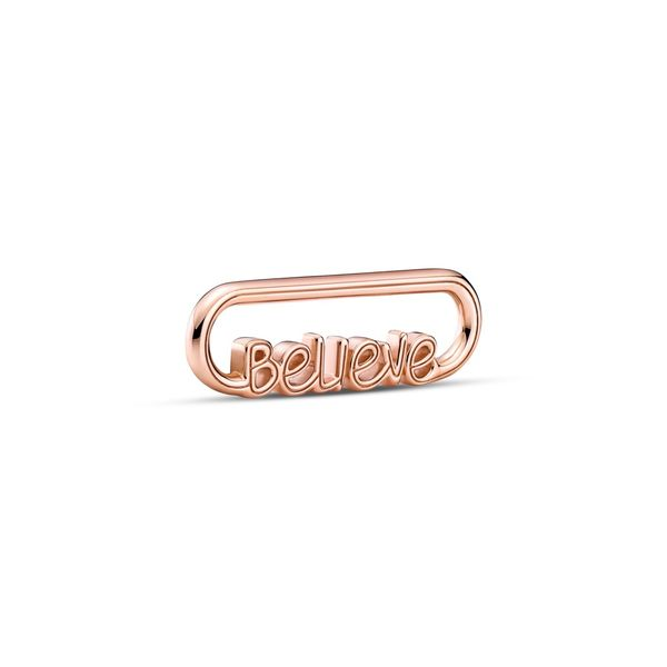 Believe script 14k rose gold-plated long link Harmony Jewellers Grimsby, ON