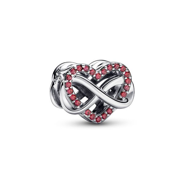 Infinity heart sterling silver charm with red Harmony Jewellers Grimsby, ON