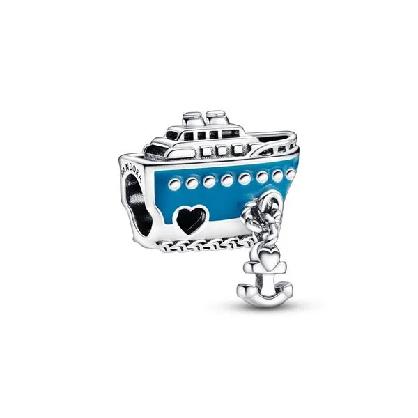 Cruise ship sterling silver charm with blue enamel Harmony Jewellers Grimsby, ON