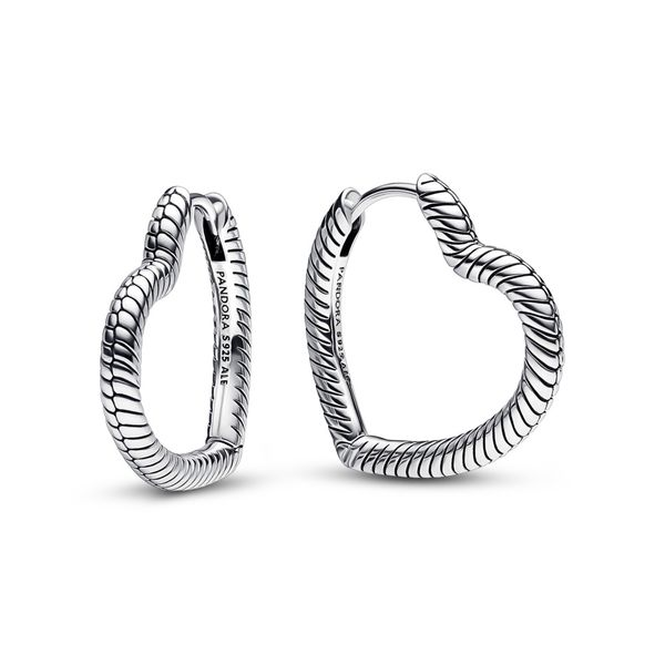 Heart snake chain pattern sterling silver hoops Harmony Jewellers Grimsby, ON
