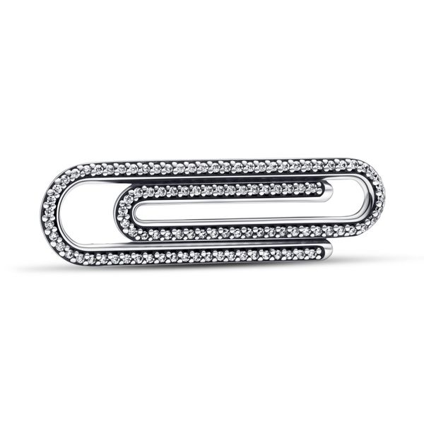 Paper clip sterling silver link with clear cubic zirconia Harmony Jewellers Grimsby, ON