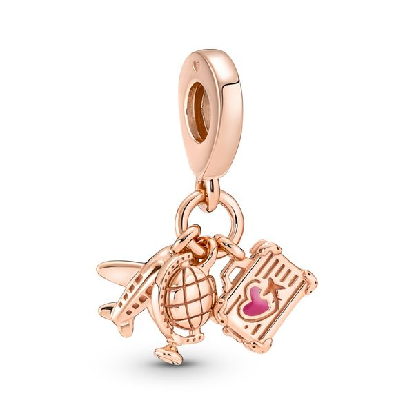 Airplane, globe and suitcase 14k rose gold-plated Harmony Jewellers Grimsby, ON